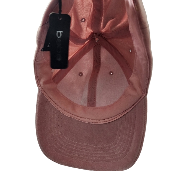 Bebe Mauve Pink Velvet Velour Baseball Cap Soft Logo Hat - Picture 3 of 4